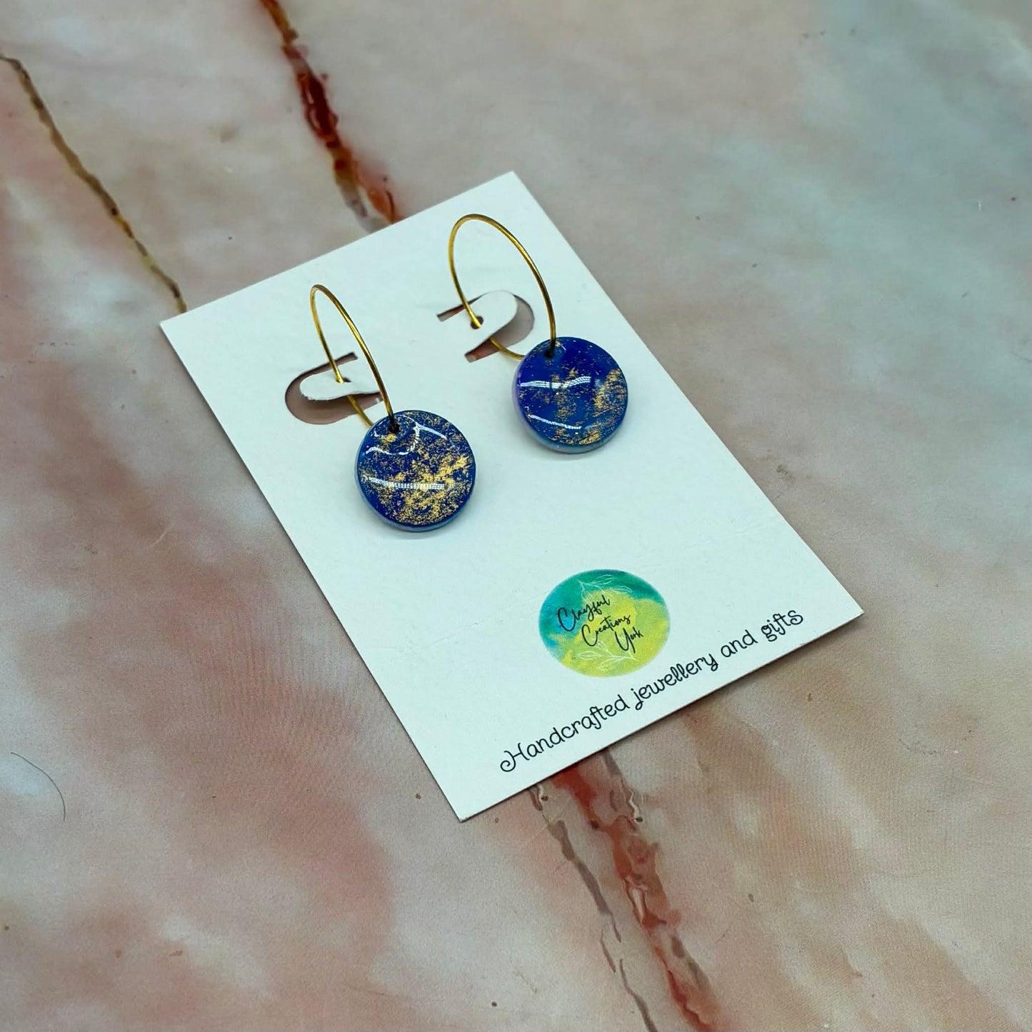 Handcrafted Drop Hoop Earrings | Hypoallergenic | Choose Your Colour!