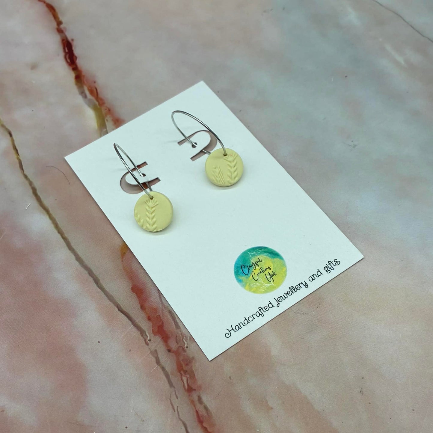 Handcrafted Drop Hoop Earrings | Hypoallergenic | Choose Your Colour!