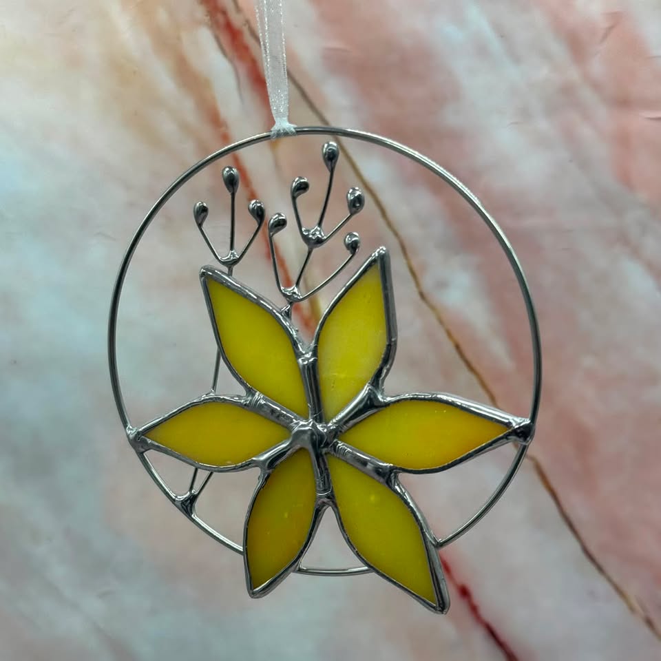Hanging Flower Circles | Stained Glass | Various Colours