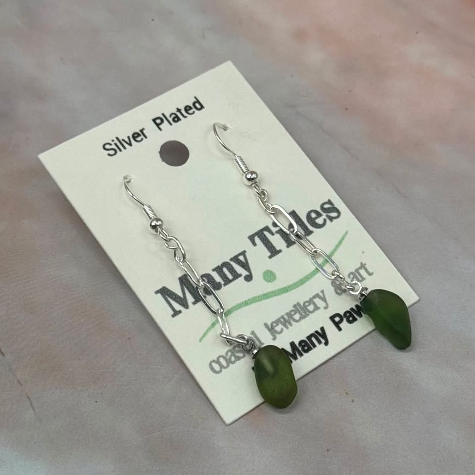 Seaglass Earrings| Silver Plated