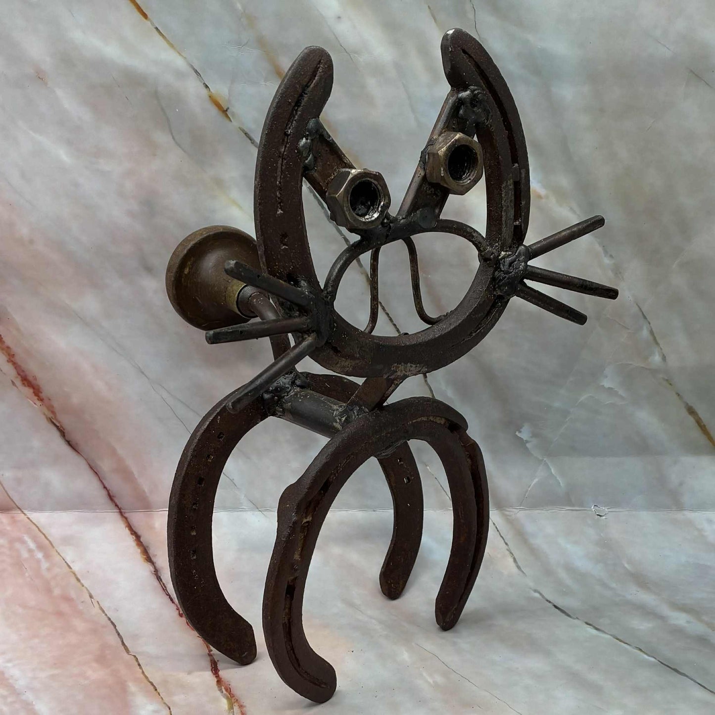 Horseshoe Cat | Recycled Metal Sculpture