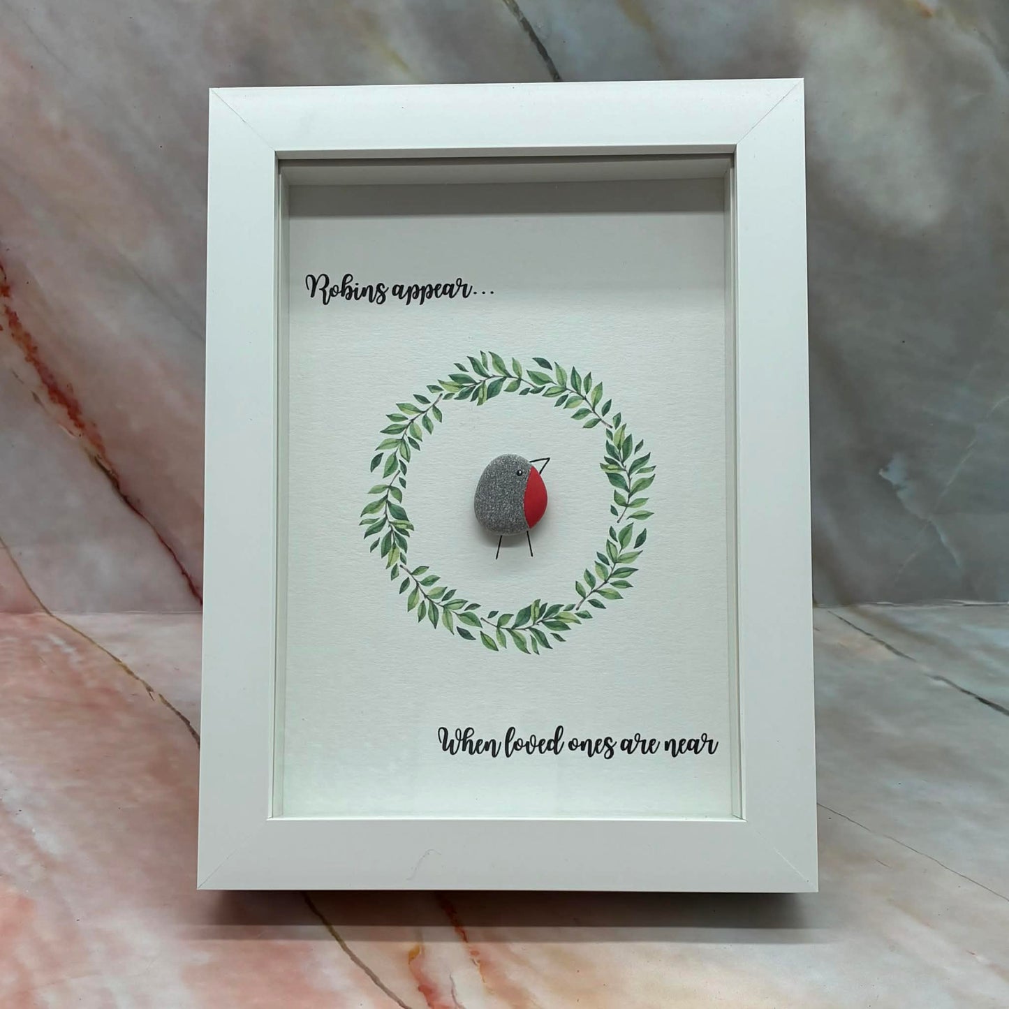 Handmade Framed Pebble Art | Robin | 2 Designs