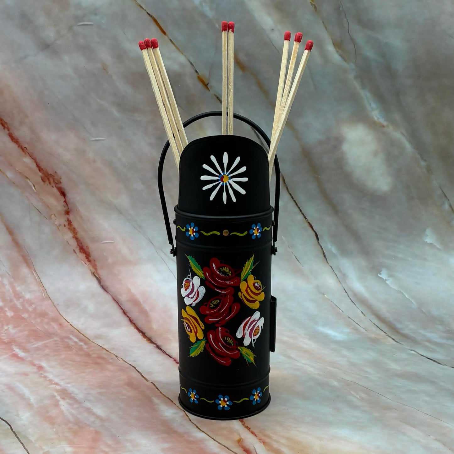 Hand Painted Match Holder | Metal & Enamel