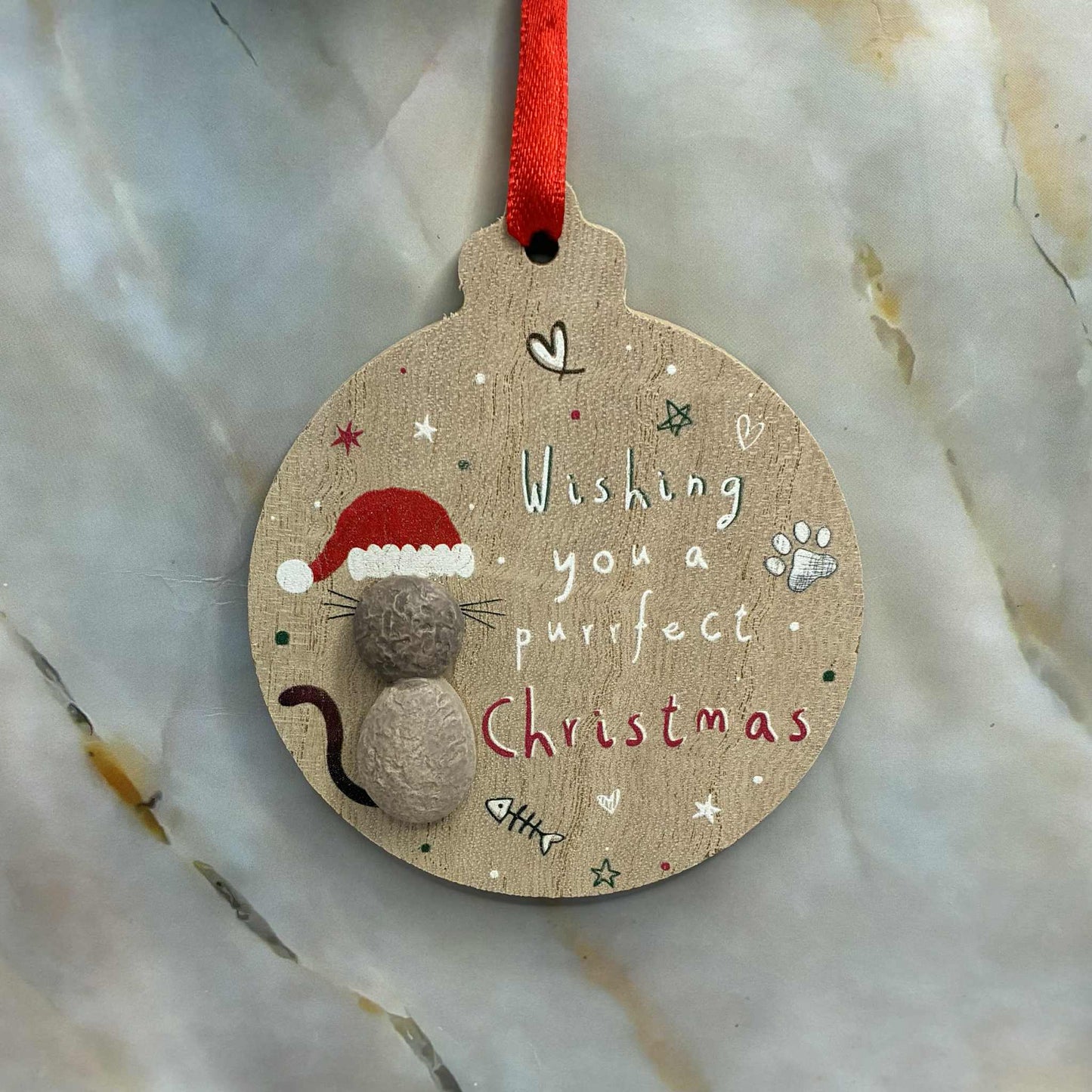 Pebble Design Christmas Tree Decorations | Cat & Dog | Choose Your Festive Favourite!