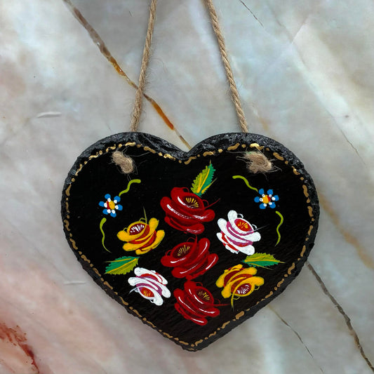 Hand Painted Hanging Hearts | Slate & Enamel | 2 Designs