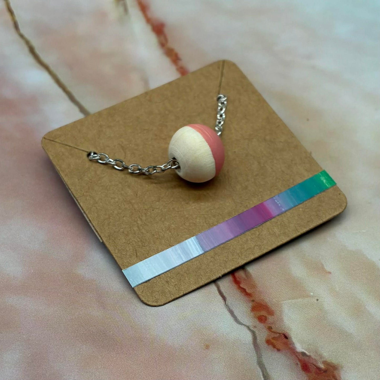 Wooden Bead Necklaces | Hand Painted | Silver Plated or Rose Gold Plated Chains