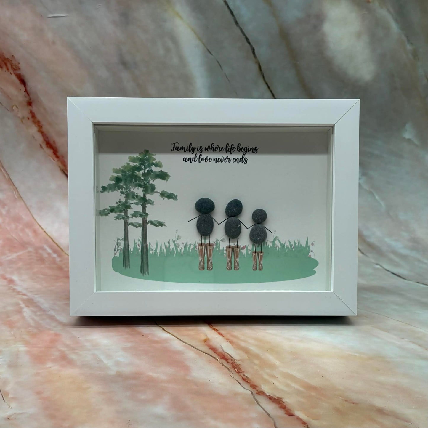 Handmade Framed Pebble Art | Family | Various Designs