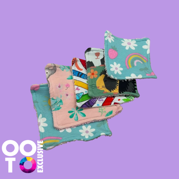 Reuseable Face Wipes | Pack of 5 | Various Designs