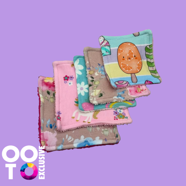 Reuseable Face Wipes | Pack of 5 | Various Designs