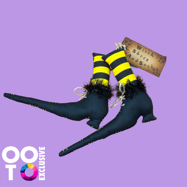 The Witches Boots & Socks | Hand Sewn | Fabric Gothic Decoration