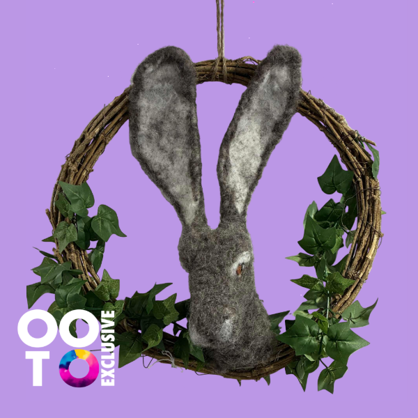 Needle Felted Hare Wreath