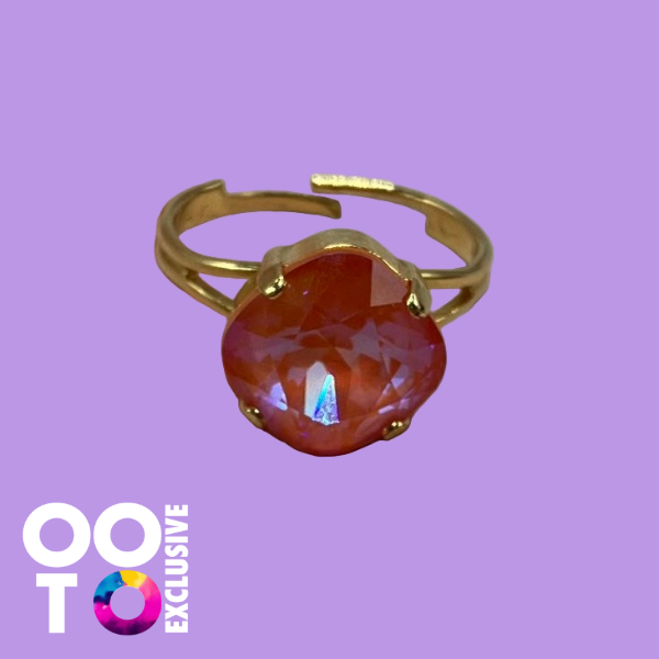 24 Carat Gold Plated Adjustable Crystal Rings