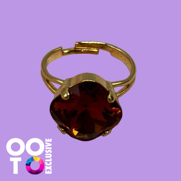 24 Carat Gold Plated Adjustable Crystal Rings