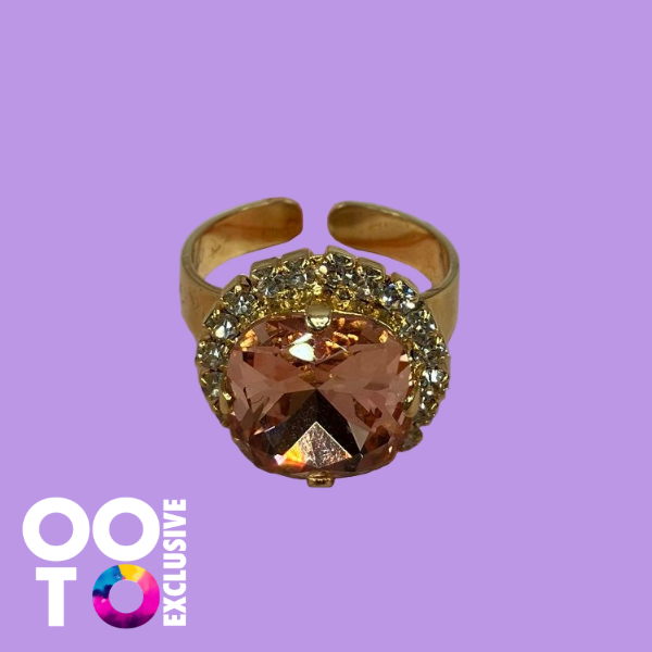 24 Carat Gold Plated Adjustable Crystal Rings