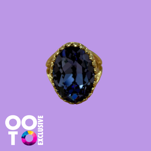 24 Carat Gold Plated Adjustable Crystal Rings