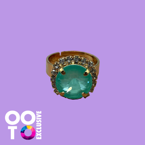 24 Carat Gold Plated Adjustable Crystal Rings