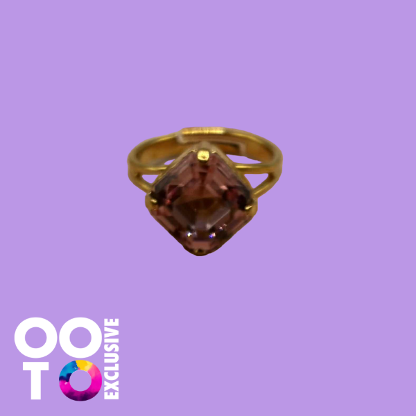 24 Carat Gold Plated Adjustable Crystal Rings