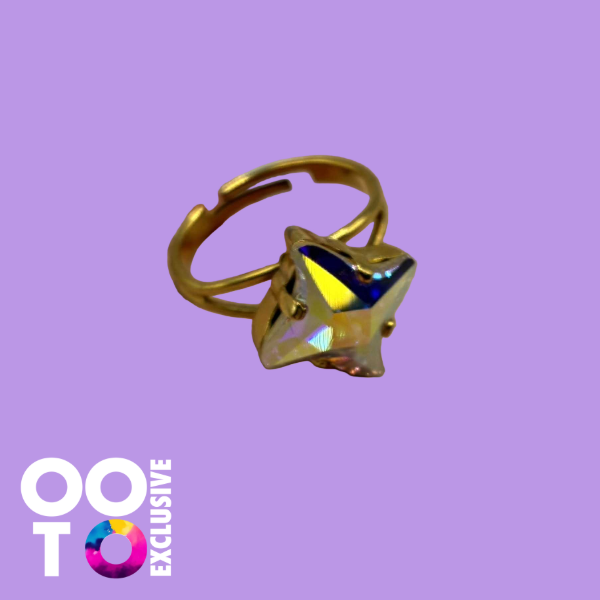 24 Carat Gold Plated Adjustable Crystal Rings