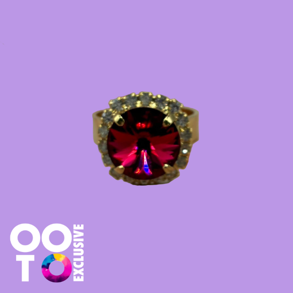 24 Carat Gold Plated Adjustable Crystal Rings