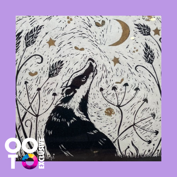 Nocturne I, II & III | Open Edition Framed Lino prints of Badger, Fox  & Hare