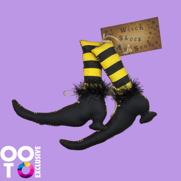 The Witches Shoes & Socks| Hand Sewn | Fabric Gothic Decorations