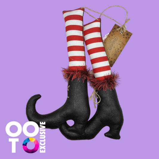 The Witches Boots & Socks | Hand Sewn | Fabric Gothic Decoration