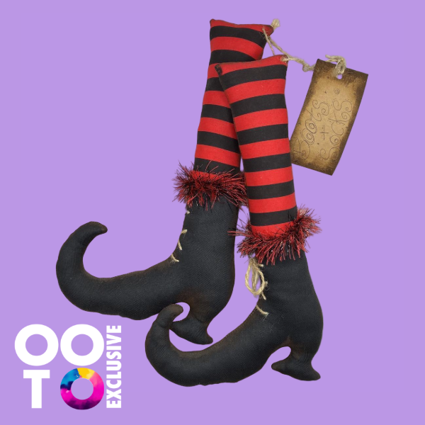 The Witches Boots & Socks | Hand Sewn | Fabric Gothic Decoration