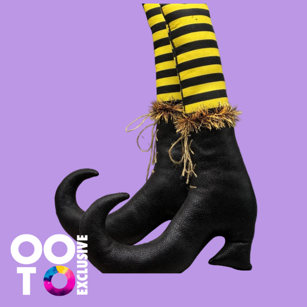 The Witches Boots & Socks | Hand Sewn | Fabric Gothic Decoration