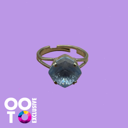 Silver Plated Adjustable Crystal Ring