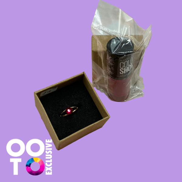 Gold Plated Adjustable Crystal Rings | FREE Co-ordinating Nail Varnish