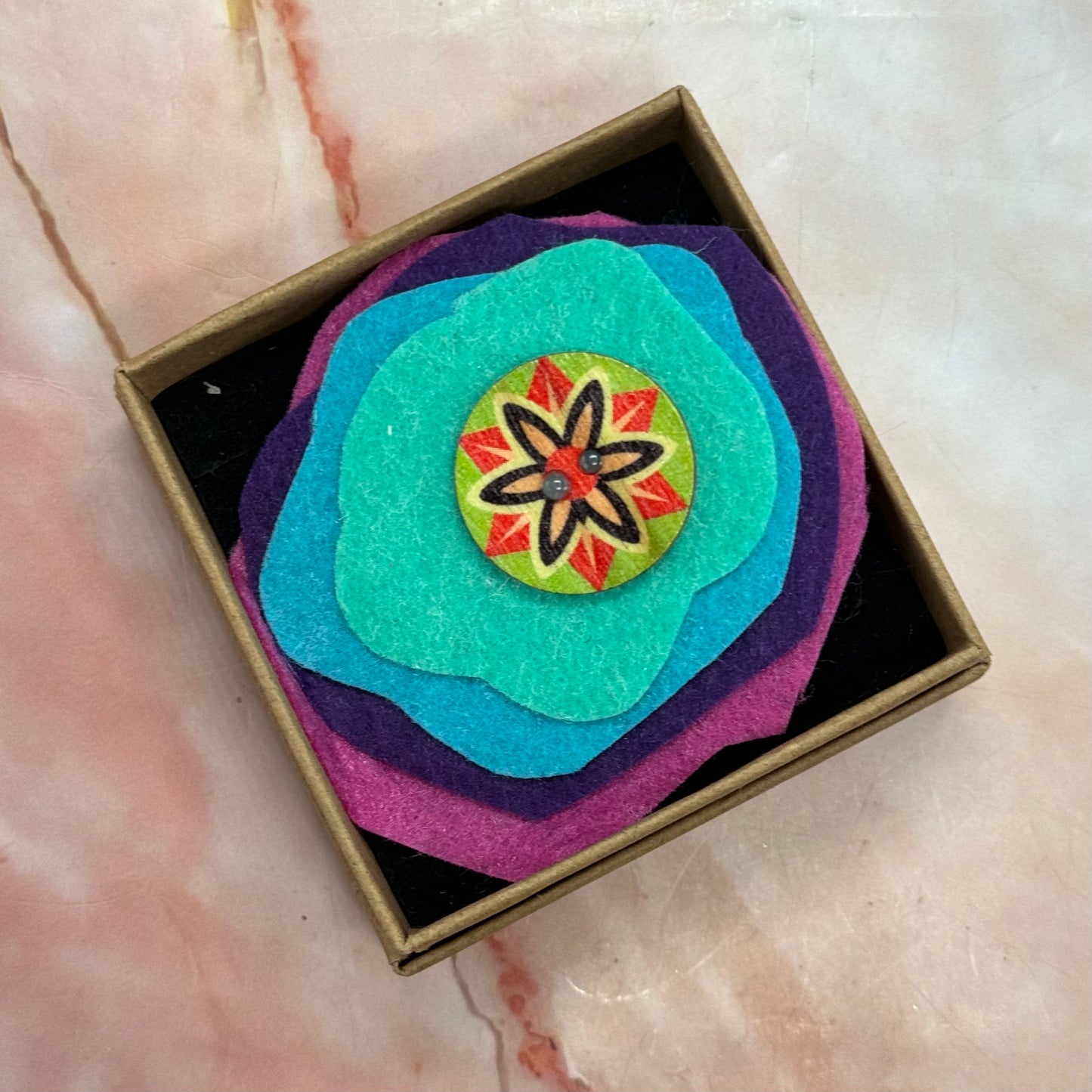 Handmade Wet & Regular Felted Flower Brooches | Various Colours & Designs