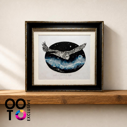 Barn Owl - Winter's Night | Open Edition Framed Lino Print