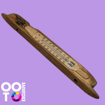 Flying Shuttle Thermometer | Antique Wooden Mill Shuttle