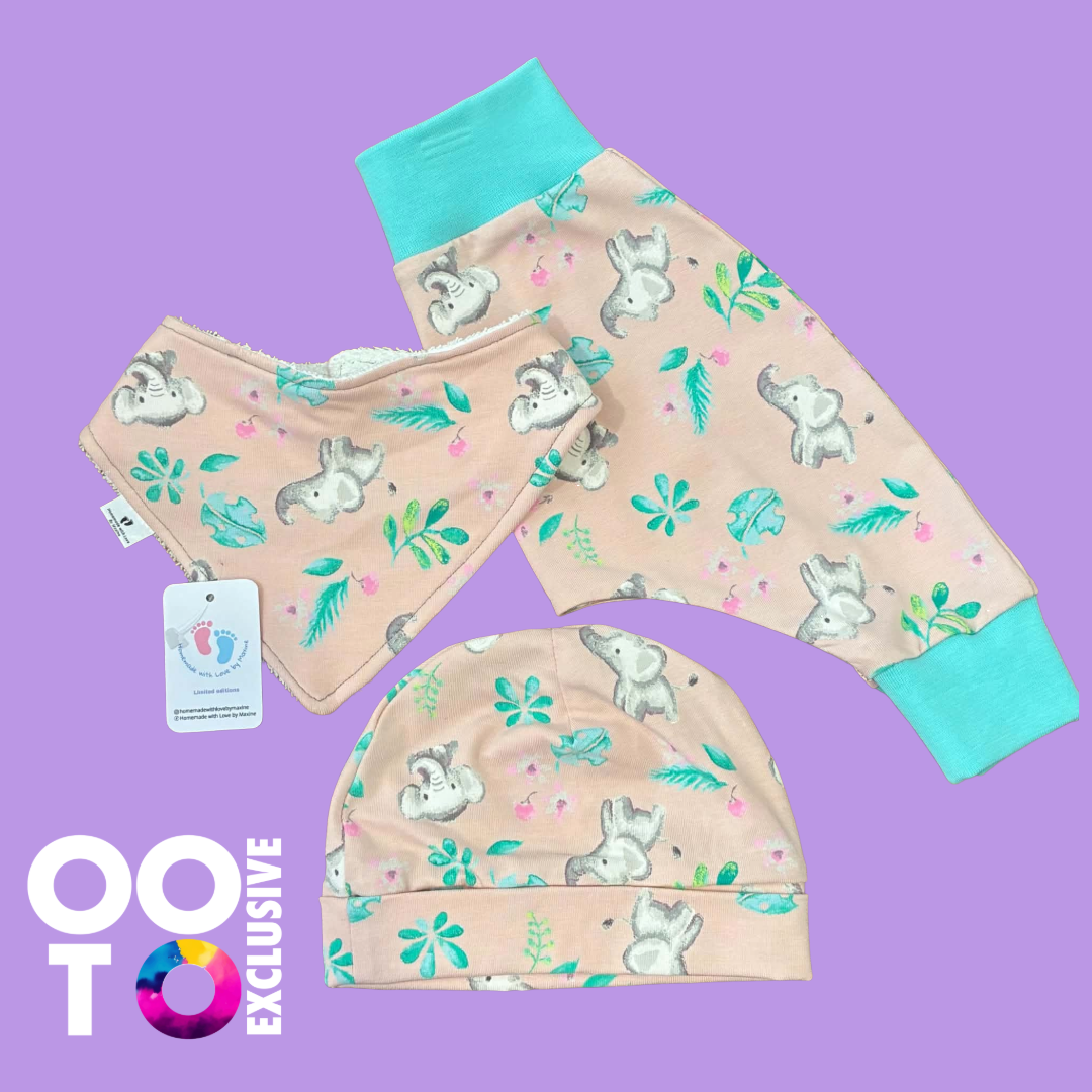 New Baby Harem, Bib & Hat Set | 0-3 months