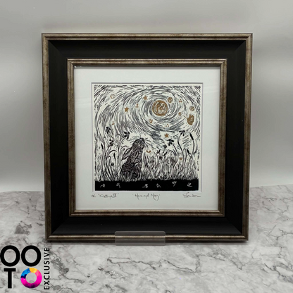 Nocturne I, II & III | Open Edition Framed Lino Prints of Badger, Fox & Hare