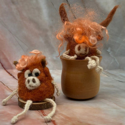 Needle Felted Highland Cows |  Freestanding Decoration | 2 Designs
