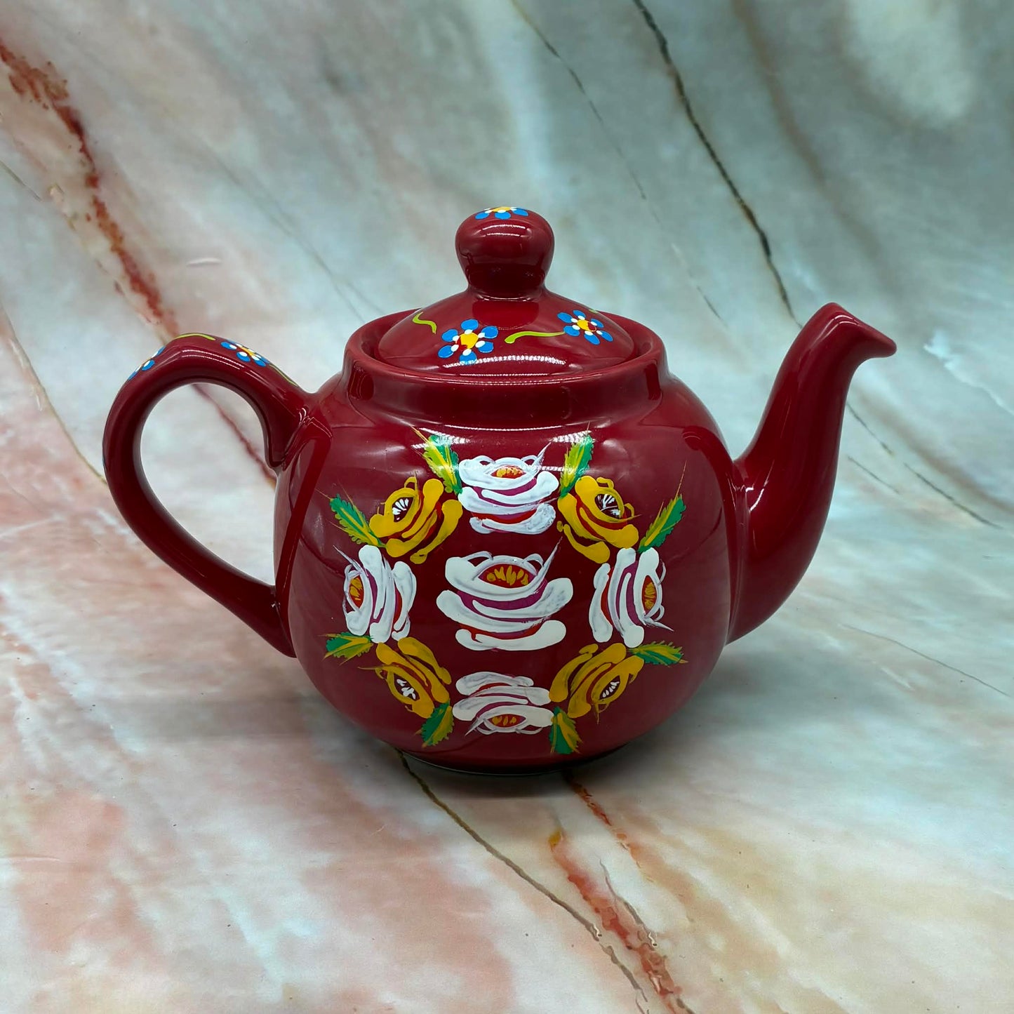 Hand Painted Tea Pot | Ceramic & Enamel