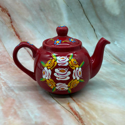 Hand Painted Tea Pot | Ceramic & Enamel