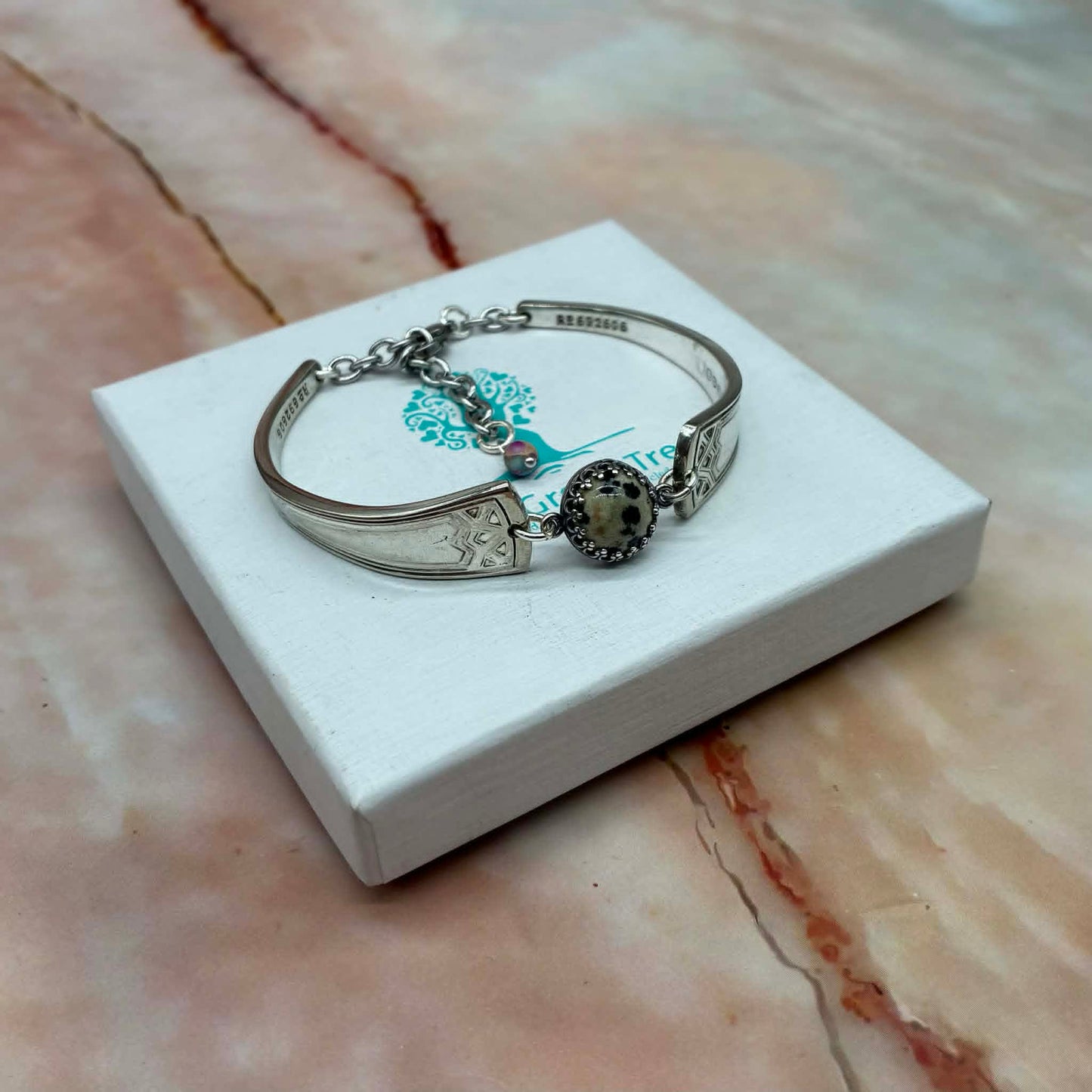 Adjustable Vintage Spoon Bracelets with Crystal Charms | Sterling Silver & Silver Plated | Various Designs