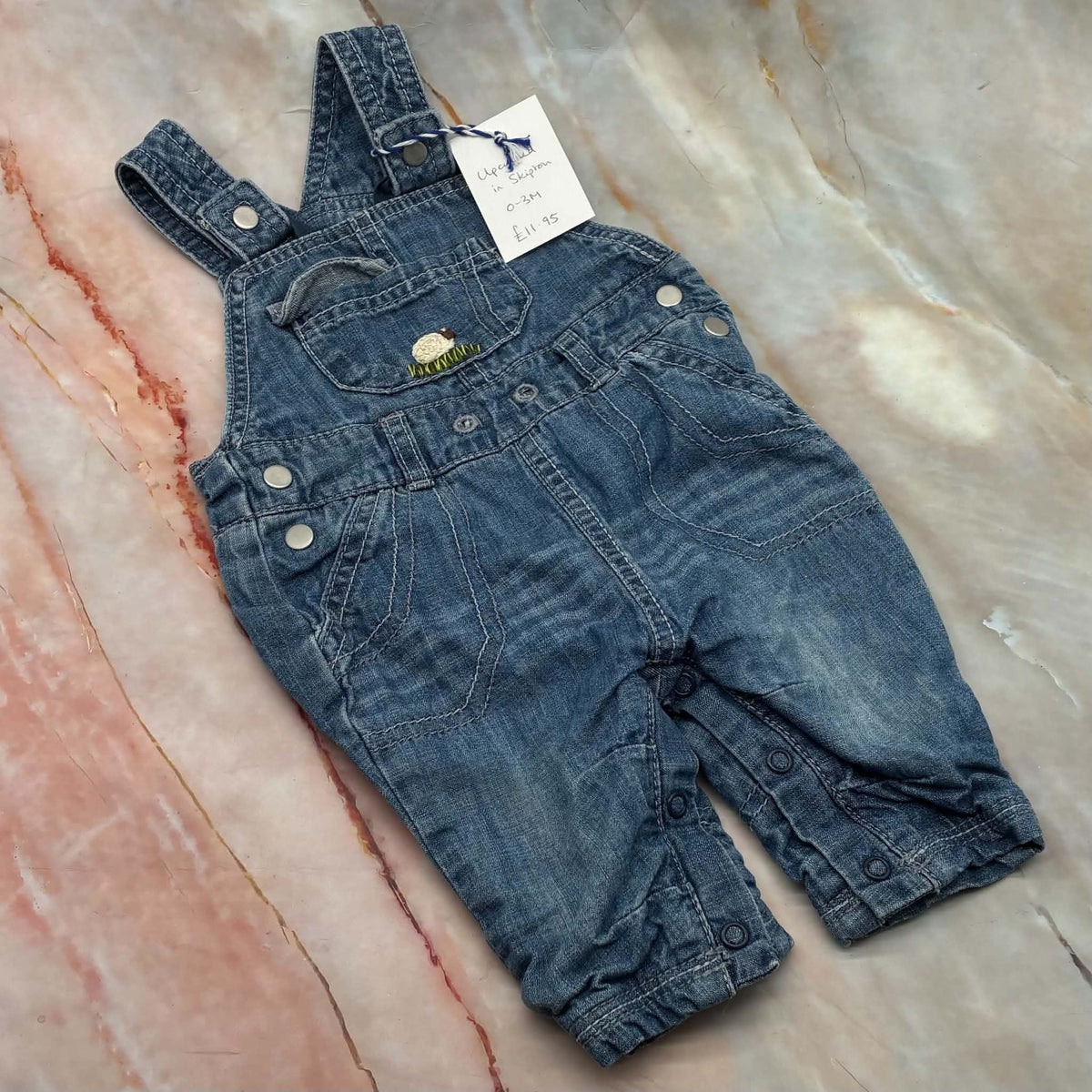 Upcycled Denim Dungarees |  Hand Embroidery