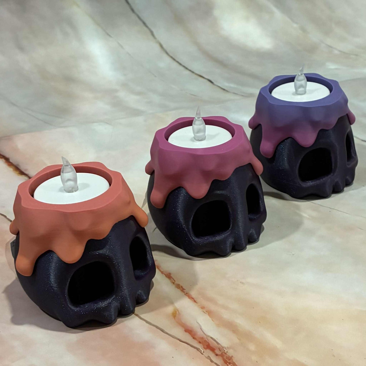 Skeleton Head Candle Holders | 3D Printed | Choose Your Colour!