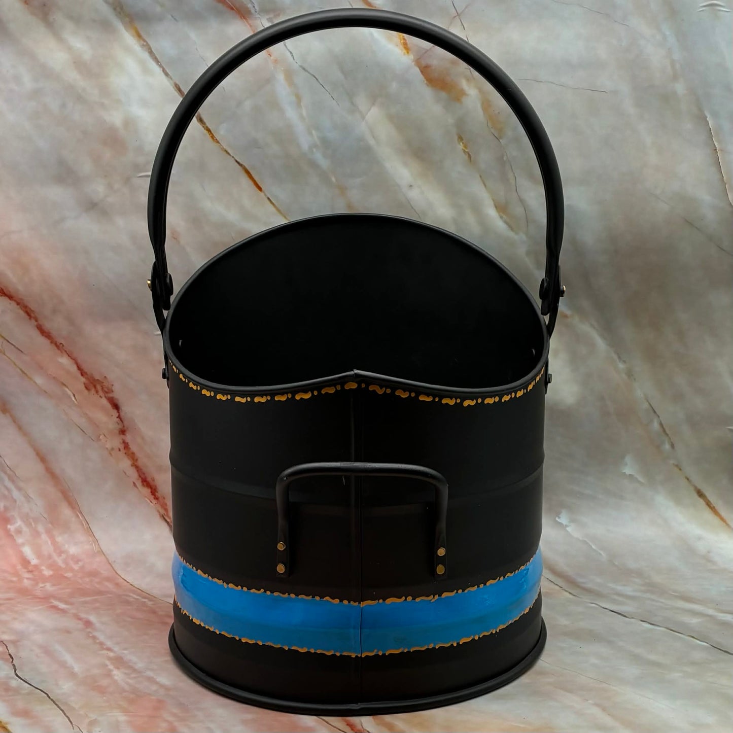 Hand Painted Coal Scuttle | Metal & Enamel