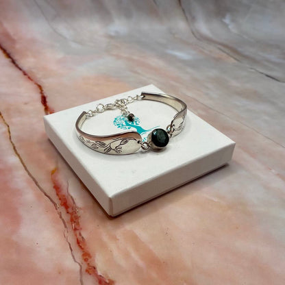 Adjustable Vintage Spoon Bracelets with Crystal Charms | Sterling Silver & Silver Plated | Various Designs