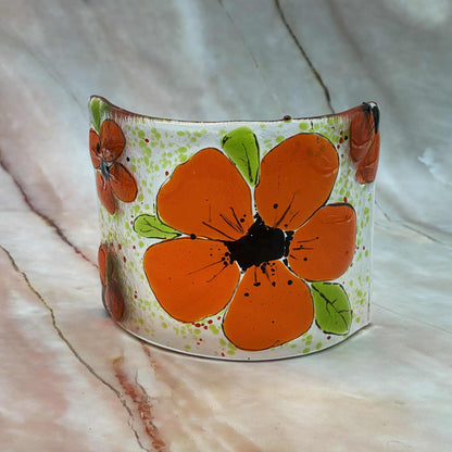 Poppy Field | Fused Glass | Freestanding Curve