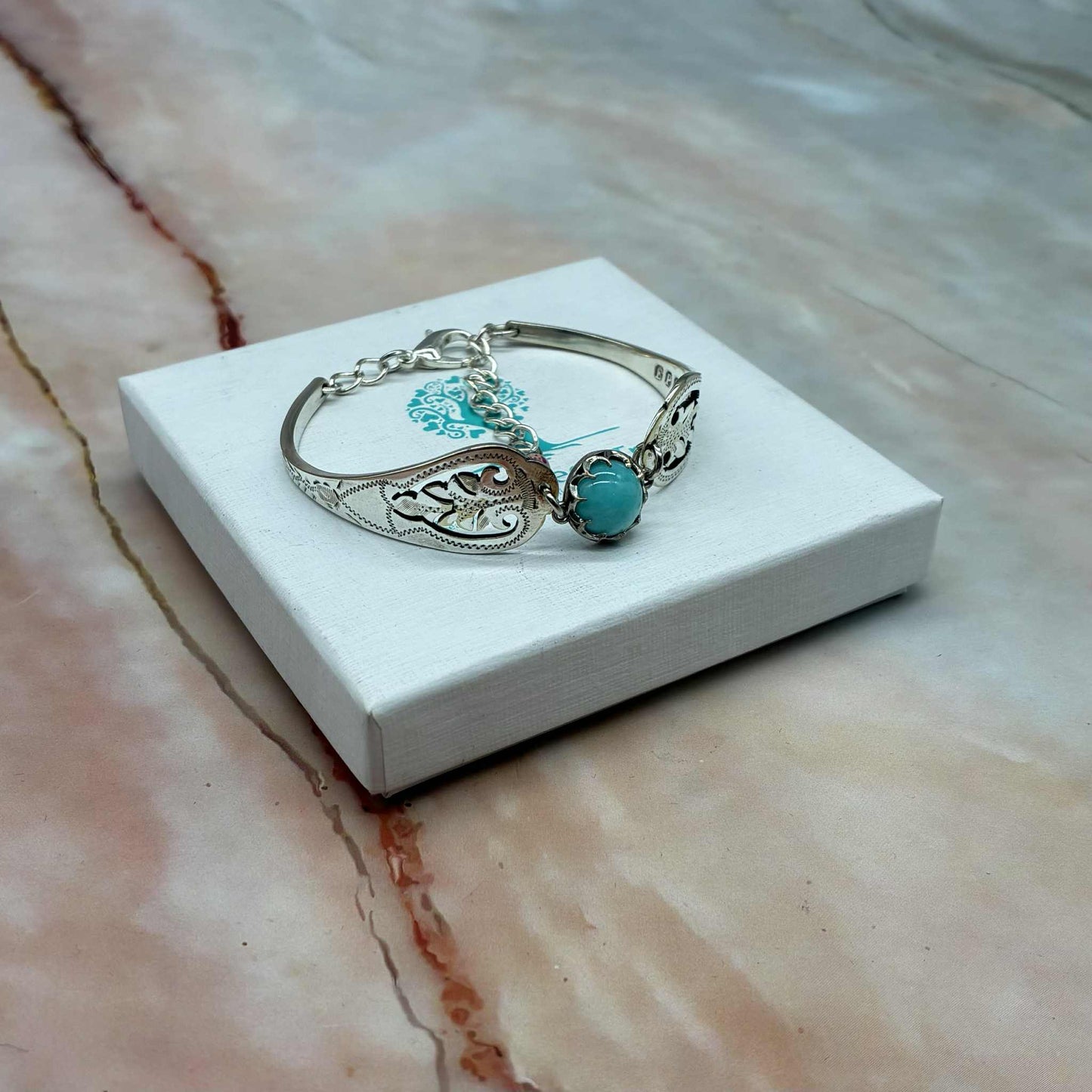 Adjustable Vintage Spoon Bracelets with Crystal Charms | Sterling Silver & Silver Plated | Various Designs