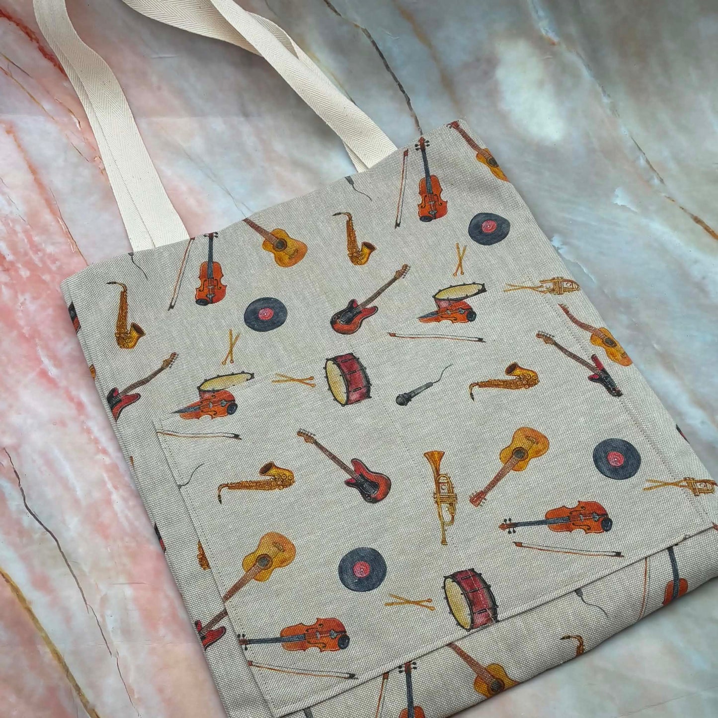 Handmade Tote Bags | Linen | External Pocket