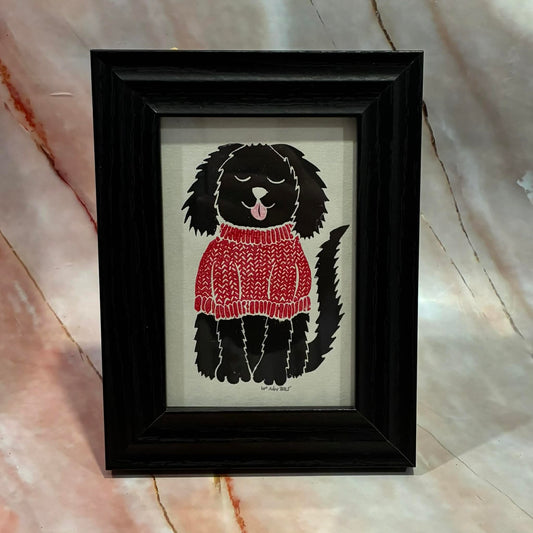 Dog Lino Print | 6 x 8 inch Frame