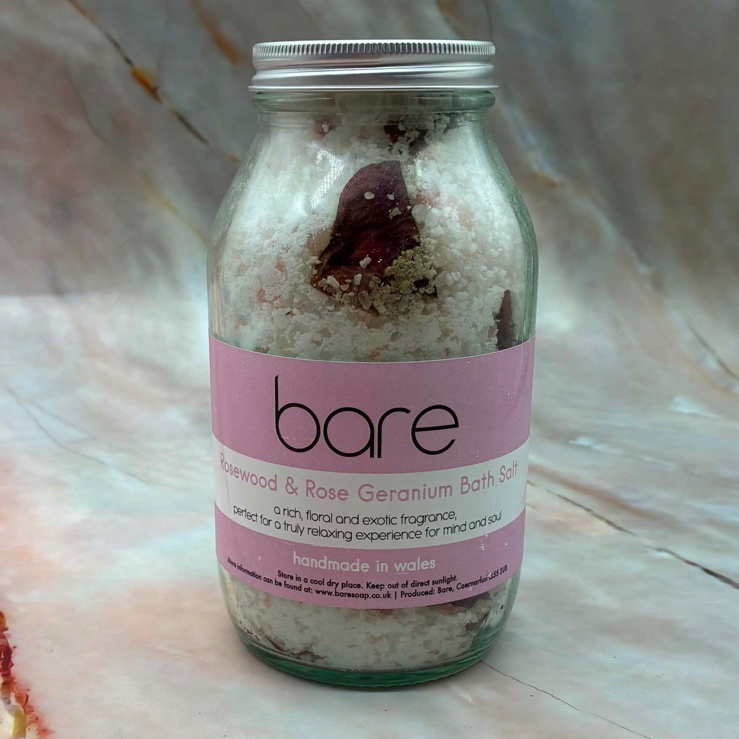 Rosewood & Rose Geranium Natural Bath Salts | 600g |  For Relaxation, Skin Rejuvenation & an Uplifted Mood