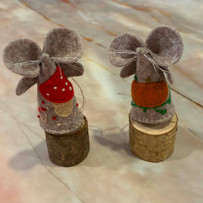 Handmade Felt Mouse Decoration | The Autumn Collection |Hand Embroidery