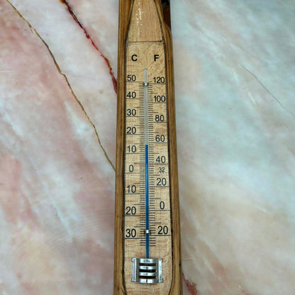 Flying Shuttle Thermometer | Antique Wooden Mill Shuttle